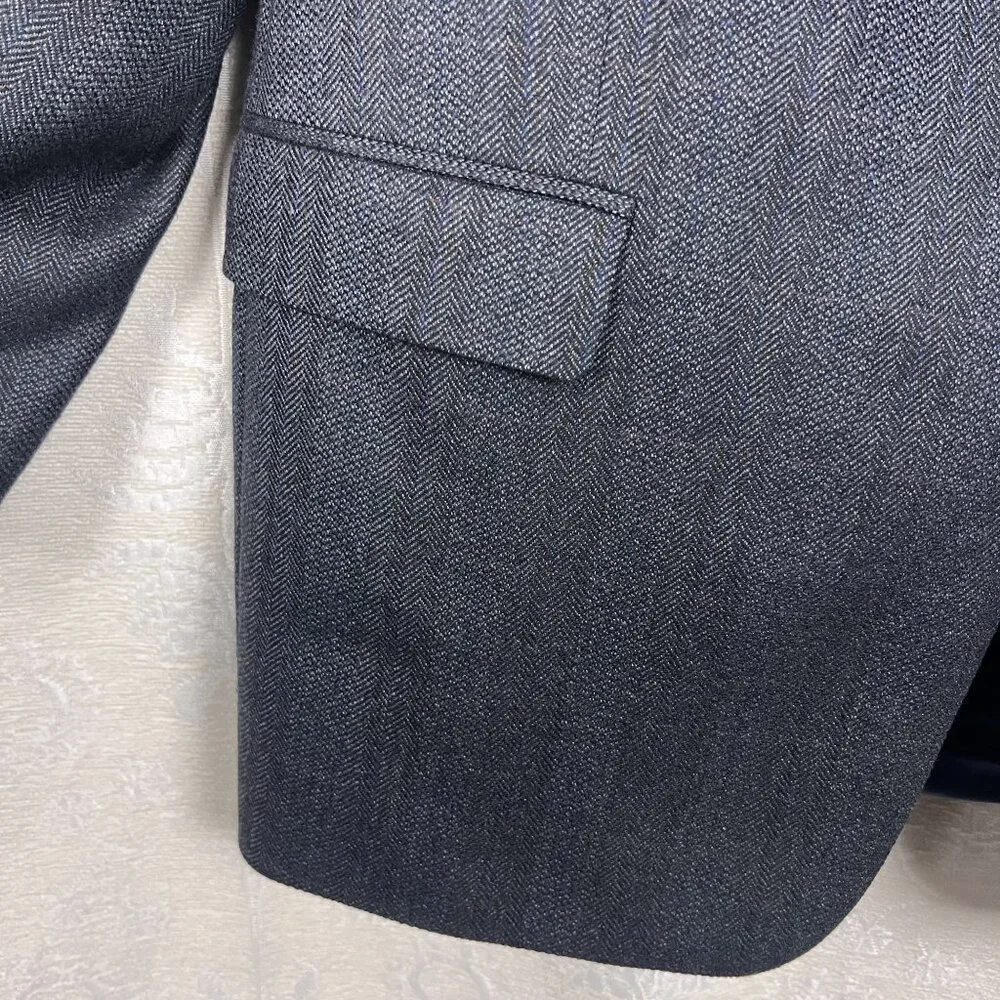 Lauren Ralph Lauren lambs wool blue chevron single-breasted blazer suit jacket
